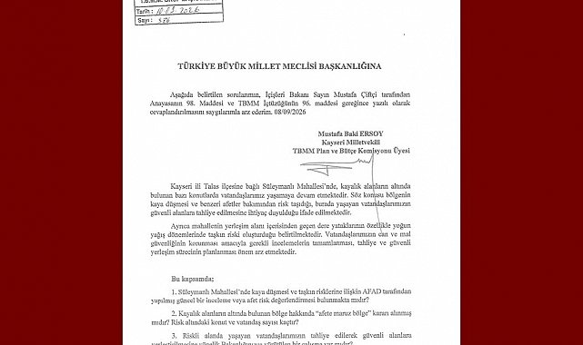 Ersoy, Süleymanlı Mahallesi'ndeki afet riskini meclis gündemine taşıdı