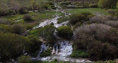 Erzincan'da mevsimsel su kaynağı doğal traverten oluşturuyor