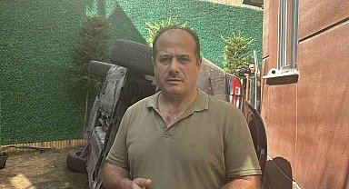 Eyüpsultan'da otomobil bahçeye uçtu, gün ağarınca ortalığın savaş alanına döndüğü görüldü