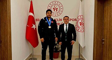 İl Müdürü Demir ile Avrupa şampiyonu Zaloğlu bir araya geldi