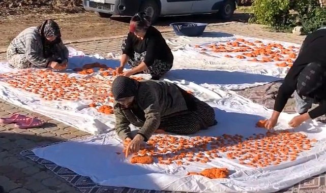 Kadınlar imece usulü ile tarhana döktü
