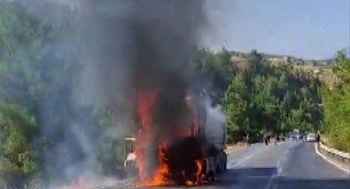 Kahramanmaraş'ta kamyon yangını