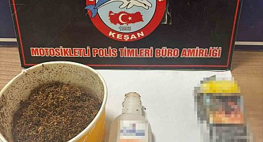 Keşan'da aranan 2 şüpheli yakalanırken 31,36 gram uyuşturucu ele geçirildi