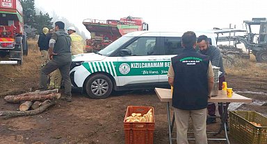 Kızılcahamam Belediyesi'nden yangın söndürme çalışmalarına destek