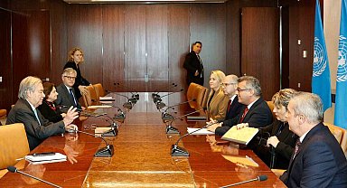 KKTC Cumhurbaşkanı Erhürman, BM Genel Sekreteri Guterres ile bir araya geldi
