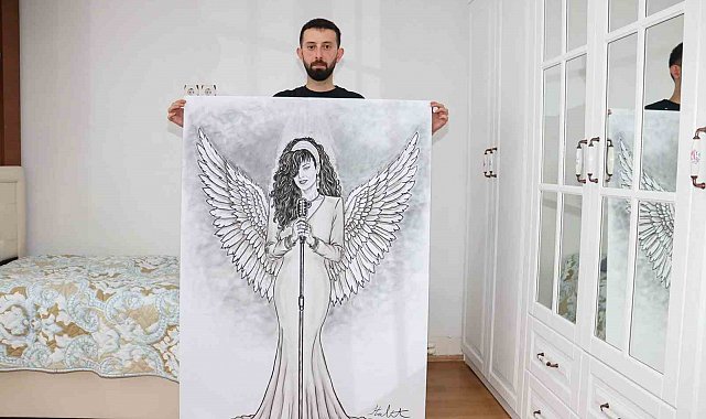 Kömür çuvalından seçtiği parçalarla Bergen'in portresini çizdi