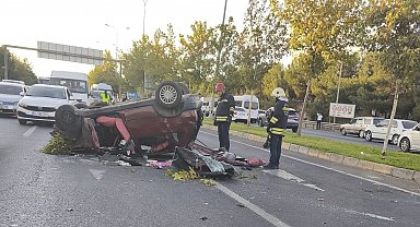 Kontrolden çıkan otomobil takla atarak karşı şeride geçti: 3 yaralı