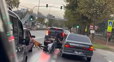 Köpeğin vatandaşı ayağından ısırıp sürüklediği anlar kamerada