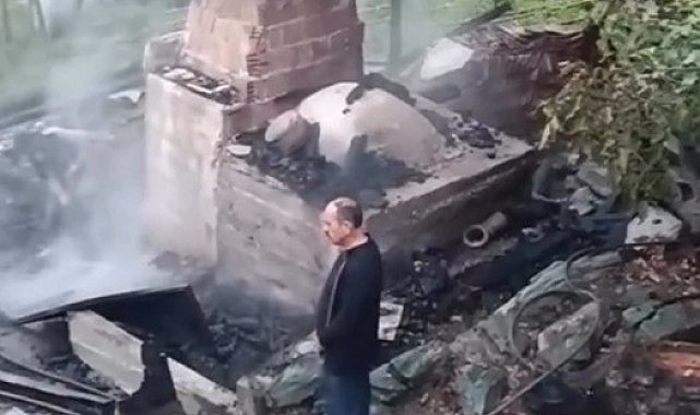 Köy fırınında çıkan yangını itfaiye söndürdü