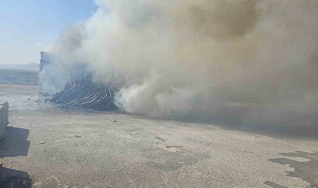 Mardin'de tarla yangını parke taşı imalathanesine sıçradı