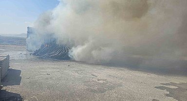 Mardin'de tarla yangını parke taşı imalathanesine sıçradı