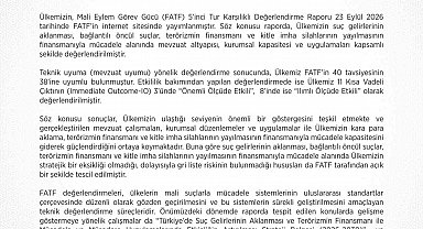 MASAK: "Ülkemiz FATF'in 40 tavsiyesinin 38'ine uyumlu bulunmuştur"