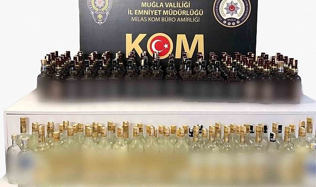 Milas'ta araçtan 144,7 litre kaçak içki çıktı