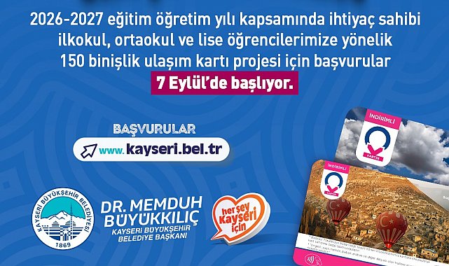 Öğrencilere ulaşım kartı başvuruları 7 Eylül'de başlıyor