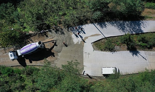 Ordu'da beton yol çalışmaları