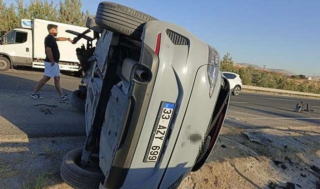 Sivrihisar'da kontrolden çıkan otomobil yan yattı: 1 yaralı