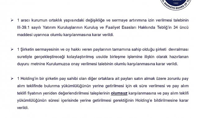 SPK'dan tasfiye süresine ilişkin basın duyurusu