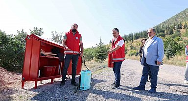 Talas'ta yangına karşı 'yangın kalkanı'