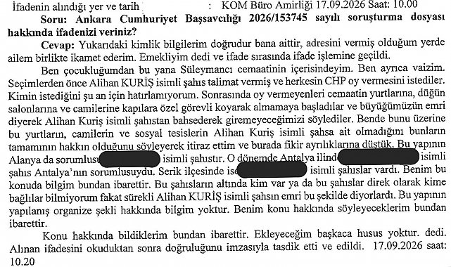Tanıklardan Kuriş suç örgütü hakkında çarpıcı beyan: CHP'ye oy vermediği için camiye ve yurda alınmadı