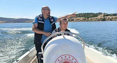 Tavşanlı Kayaboğazı Barajı'nda sahipsiz balık ağlarına denetim