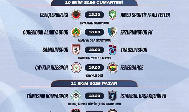 Trendyol Süper Lig'de 7-16. hafta programları açıklandı