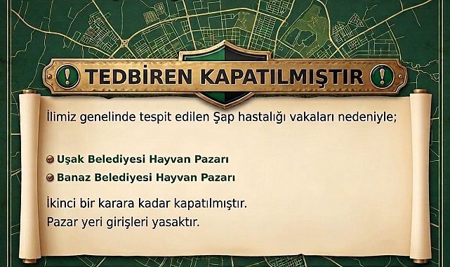 Uşak'ta hayvan pazarları şap hastalığı nedeniyle kapatıldı