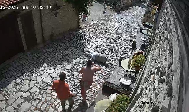 Yaşlı adamın Arnavut kaldırımlı sokakta yaşadığı talihsiz anlar kamerada