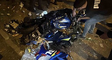 Yolun bittiğini fark etmeyince motosikleti ile boş alana uçtu