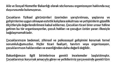'Little Miss and Little Mister United World' adlı yarışmaya Aile ve Sosyal Hizmetler Bakanlığından suç duyurusu