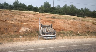 Adıyaman'da otomobil takla attı