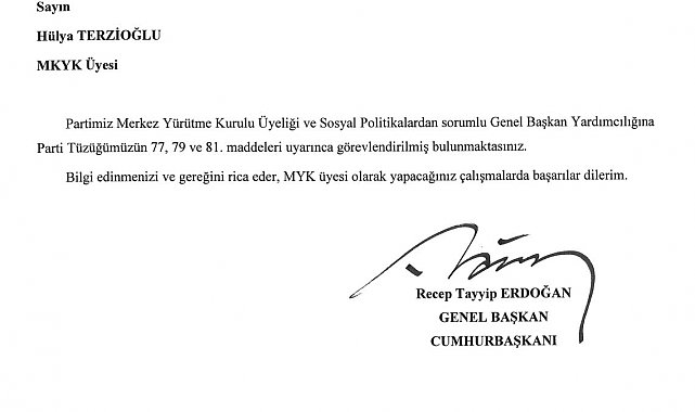 AK Parti Sosyal Politikalardan Sorumlu Genel Başkan Yardımcılığına Terzioğlu atandı