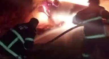 Amasya'da takla atan otomobil alev alev yandı, sürücü son anda kurtuldu