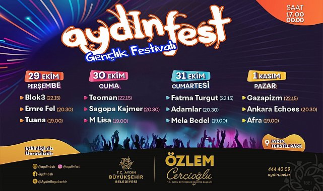 Aydınfest 29 Ekim Perşembe günü başlıyor