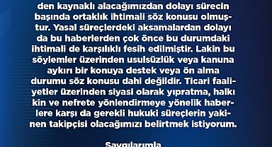 Başkan Okandan: "Bahsi geçen işletmeyle alakalı hiç bir zaman resmi bir ortaklığım olmamıştır"