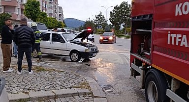 Beyşehir'de seyir halindeki otomobilde yangın paniği
