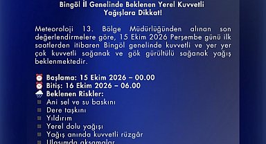 Bingöl için kuvvetli yağış uyarısı