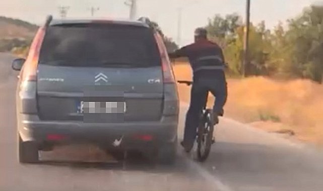 Bisiklet sürücüsünün tehlikeli yolculuğu