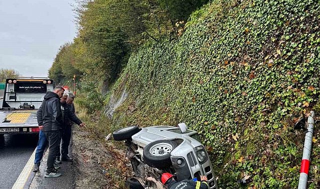 Bolu Dağı'nda kontrolden çıkan cip kanala devrildi