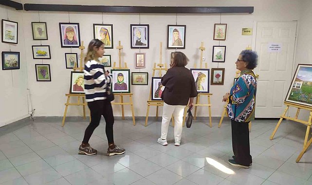 Burhaniyeli 85'lik ressam Edremit' te sergi açtı