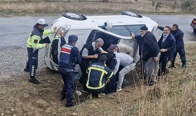 Çorum'da otomobil devrildi: 2 yaralı