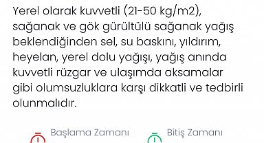 Denizli için kuvvetli yağış uyarısı