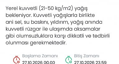 Denizli için kuvvetli yağış uyarısı