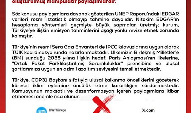 DMM'den "Türkiye'nin iklim hedefleri yetersiz" iddialarına yalanlama