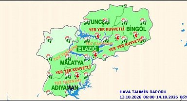 Elazığ için kuvvetli yağış uyarısı