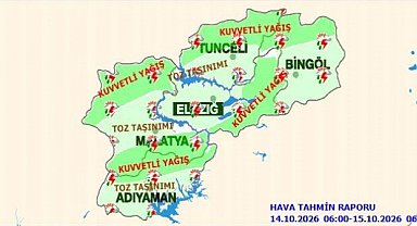 Elazığ için kuvvetli yağış uyarısı