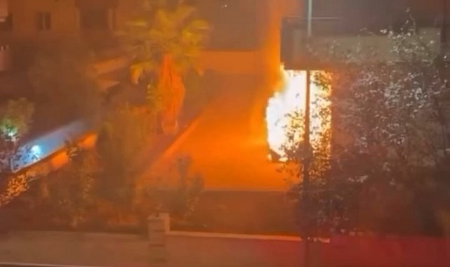 Gaziantep'te elektrikli otomobil alev alev yandı