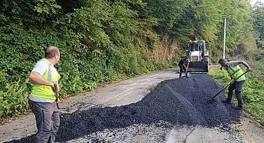 Gölyaka'da köy yollarında kış hazırlığı