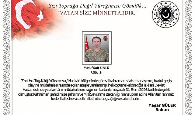 Hakkari Yüksekova'da hudut geçiş olayına müdahale sırasında açılan ateş sonucu bir asker şehit oldu
