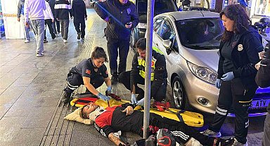 İki otomobilin arasından geçerken kaza yapan motosiklet sürücüsü yaralandı