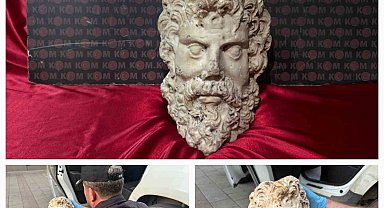 İzmir'de 2 bin yıllık Zeus mermer heykel başı ele geçirildi